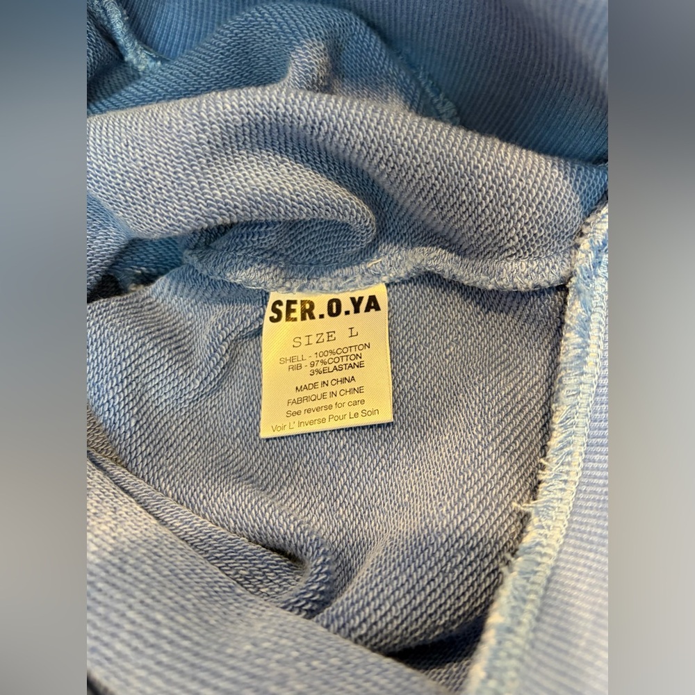 SER.O.YA Size:L Women Rory Blue Hoodie Sweatshirt Dress 100% Cotton - Picture 7 of 14